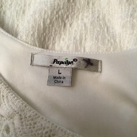 Papaya White Lace Sleeveless Dress - Picture 9 of 9